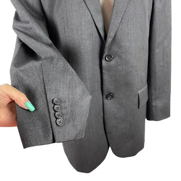 Banana Republic Men's Single Breasted Tailored Suit Jacket Dark Charcoal Sz 44R